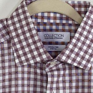 Michael Strahan 16.5 36/37  Red Dot Dress Shirt